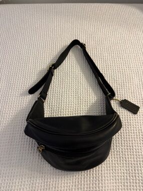 Vintage Coach Black Leather Belt Bag